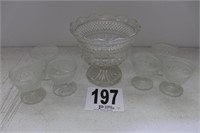 Anchor Hocking Wexford Pedestal Bowl with (6)