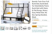B2974 Bonnlo Twin Over Full Bunk Bed Black
