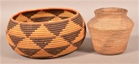 2 Coiled Baskets, Antique Apache Basket, 6 1/4" x