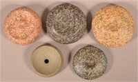 5 Stone Objects in the Style of Discoidal or "Chun