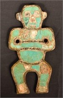 Stone Figurine Depicting a Standing Man w/ Turquoi