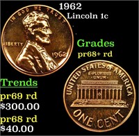 Proof 1962 Lincoln Cent 1c Grades Gem++ Proof Red