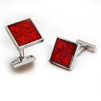 Trendy Siam Epoxy Heart Cufflinks