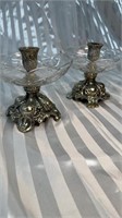 Pair of Unique Vintage Classical Metal Candle