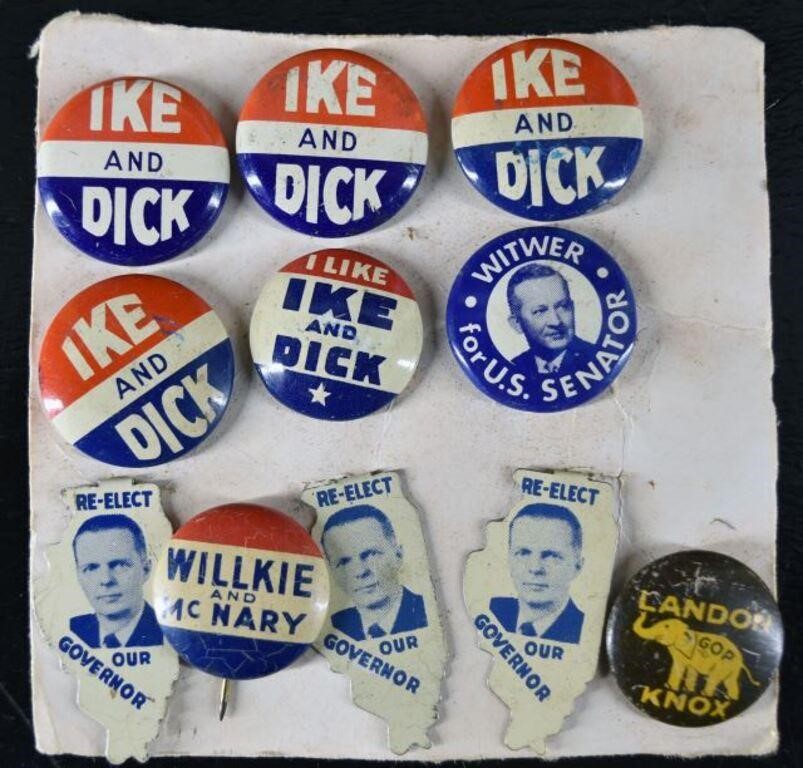 Landon & Knox, Willkie & Mcnary Political Buttons