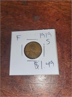 F 1919 S wheat penny