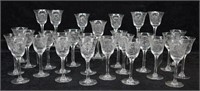 28 pcs. Etched Crystal Dessert Wine Glasses