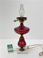 Antique Victorian Cranberry Glass Lamp