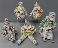 5 Porcelain Gumps Spaghetti Head Clowns