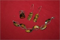 Sterling Silver Faux Amber Set