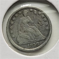 1858 SEATED HALF DIME