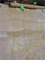 Vintage Rolled Map & Rolled Canvas Lot