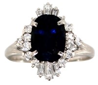 Platinum 3.00 ct Natural Sapphire & Diamond Ring
