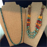 Faux Coral & Turquoise Necklaces