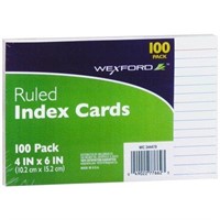 Wexford Ruled Index Cards 4 X 6 Inch - 100.0 Ea