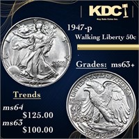 1947-p Walking Liberty Half Dollar 50c Grades Sele