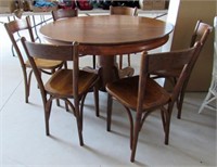 oak pedestal table w/6 chairs