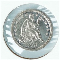 Coin 1850 Liberty Seated Silver Half-Dime In AU
