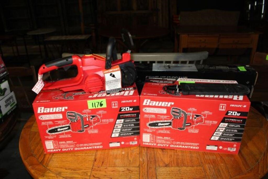 (2) Bauer 20V Chainsaws in Boxes