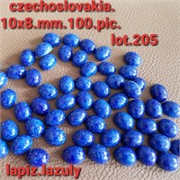 CZECH VTG 10X8MM GLASS OVAL BLUE STONES  100PCS