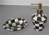 MACKENZIE CHILDS METAL SOAP DISH & DISPENSER-ASIS