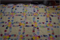 Vintage Hand Stitched Hand Quilted Quilt. Damage