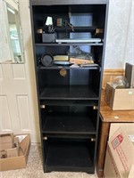 BLACK BOOKCASE 60” TALL BY 20” WIDE BY 15” DEEP