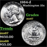 1984-d Washington Quarter 25c Grades GEM++ Unc