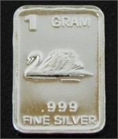 1 gram Silver Ingot - Swan, .999 Fine Silver