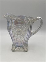 Vintage White Carnival Glass iridescent Pitcher