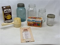 Kitchen /canning lot- blue ball jar with