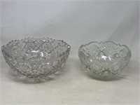 Cut glass centerpiece bowl, sawtooth edge,