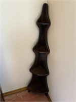 Dark pine corner knickknack shelf