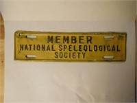 Member National Speleological Society metal plate
