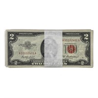 PACK OF (100) 1953 $2 LEGAL TENDER USN'S GEM UNC