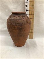 Native American Style Ceramic Ovoid Vase, 8”T