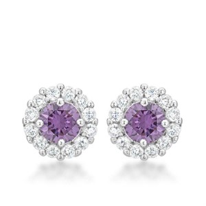 Round 2.52ct Amethyst & White Topaz Halo Earrings