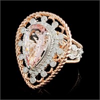 14K Gold Ring: 3.72ct Morganite & 0.71ctw Diam