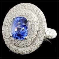 18K Gold Ring Sapphire 3.01ct & Diamond 1.27ctw