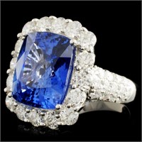 18K Gold Sapphire 9.28ct & Diamond Ring 2.70ctw