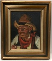 FRAMED COWBOY PAINTING