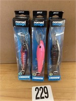 LOT OF 3 NOMAD DTX MINNOW LURES