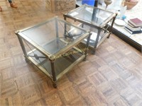 Brass Tables Set of 2 Approx. 17"x21"x21"