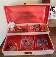 Vintage Jewelry Box and Contents