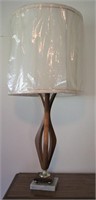 MCM Wood & Marble Base Table Lamp- Works