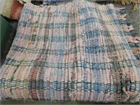 56" x 25" rag rug: pinks, greens and blues