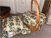 Round LONGABERGER Basket with Wooden Fabric