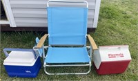 Beach Chairs and Two Coolers