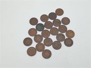 22 Indian Head pennies 1890's-1900's  COINS
