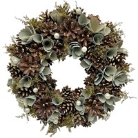 YMHKE 13.78Inch Christmas Wreath for Front Door Fl